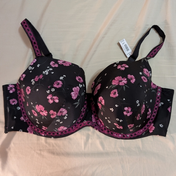 NWT Torrid Black & Pink Floral Bra Size 44DD - Picture 1 of 7